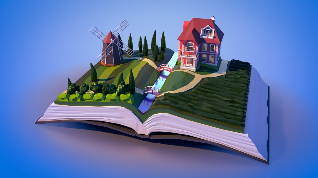 Low poly book landscape preview image 1